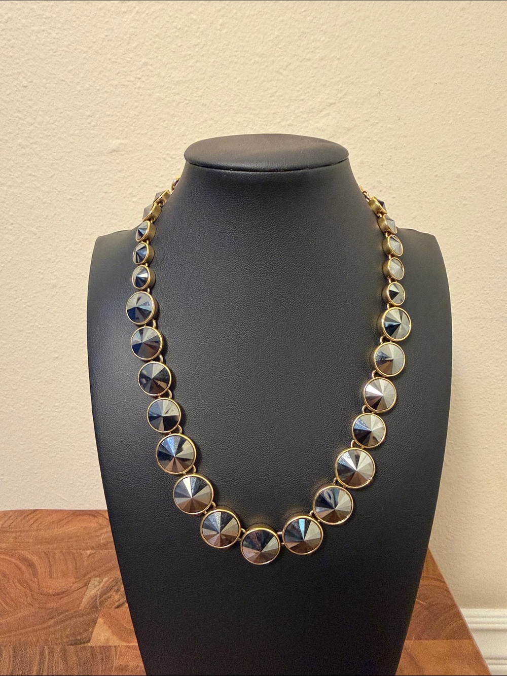 Henri Bendel On Point Black Swarovski Crystal and Gold Necklace